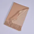 Classic camel faux cashmere scarf with fringe tassels for men and women's winter fashion - Milk Coffee