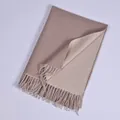 Faux cashmere double-sided scarf with tassels in beige and light coffee tones - Khaki