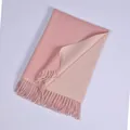 Double-sided faux cashmere scarf in dusty rose and nude pink with fringed edges - Pink