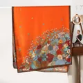 Elegant rectangular floral scarf in vibrant orange and brown with lightweight fabric - Orange Style (Colorful Flower Sea Orange Coffee)