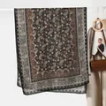 Vintage-Damen-Paisley-Schal in Schwarz und Bronzegold, elegantes Bohème-Styling-Accessoire - Vintage Paisley Schwarz