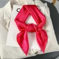 Elegant fuchsia red simulation silk neck scarf tied as a decorative fashion accessory - One Size / Rose Red