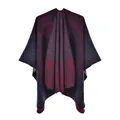 Scialle etnico con motivo paisley rosso scuro e blu navy in spessa maglia jacquard - Classico della Corte Blu Notte