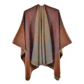 Mantella poncho in maglia boho con stampa floreale vintage in rosso e blu - Classico della Corte Arancione