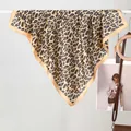 Classico foulard quadrato in raso di seta leopardato con eleganti bordi marrone oro - Leopardo (Stile 2) / 70x70cm