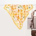 Fashionable ivory silk scarf with vibrant orange and yellow watercolor heart prints - 70x70cm / Yellow