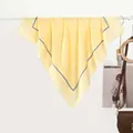 Classic bright yellow polka dot silk scarf for women featuring a minimalist blue border - Yellow Polka Dot