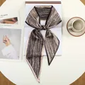 Modieuze lange zijden lint hoofdband met bruine en beige stippenpatronen - Bruin Beige Streep Polka Dot (51)