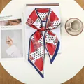 Modieuze zijden sjaal hoofdband in rood, wit en blauw met stippen en geometrisch patroon - Rood Blauw Wit Contrast Streep (53)
