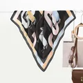 70cm zebra print silk scarf with colorful geometric stripes and horse pattern - Black Zebra Stripe