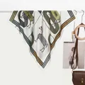 Silk-like zebra pattern square scarf with colorful stripes and horse print for women - White Zebra Stripe