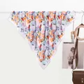 Elegant silk scarf featuring vibrant ink lotus floral prints and lavender hem detail - 70x70cm / Watercolor Light Purple