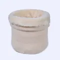 Winter warm knit neck warmer with thick fleece lining in solid cream color for men and women - Beige