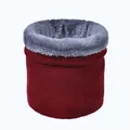Unisex red knit winter neck warmer with thick grey fleece lining on white background - Burgundy