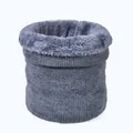 Warm gray knitted neck warmer with thick faux fur lining for winter outdoor use - Dark Gray