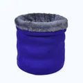 Winter thermal knit neck warmer with royal blue outer layer and gray faux fur lining - Blue and Purple