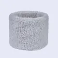 Detail of light grey plush neck warmer showing soft faux fur texture and thick thermal lining - Light Gray