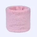 Detailed view of soft pink plush neck warmer showing thick double-layer thermal texture - Pink