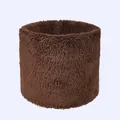 Front view of dark brown double-layer plush neck warmer made of soft thermal fleece - Coffee