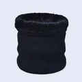 Winter thermal black knitted neck gaiter with thick plush lining for women - Black