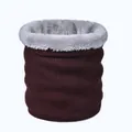 Thick knitted neck warmer with dark brown ribbed fabric and cozy gray plush lining - Coffee