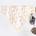 Detailed close-up of daisy pattern silk scarf with vibrant yellow floral print and hem - Watercolor Daisy Khaki / 70x70cm