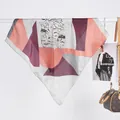 Detail of 70cm satin square scarf with zebra print and geometric color blocks - 70x70 / Gray Pink Zebra