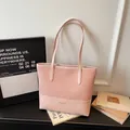 Rosafarbene Color-Block Tote Bag mit großem Fassungsvermögen und Schultergurt - Rosa ohne Anhänger
