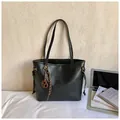 Bolso tote grande negro de cuero sintético con logo Minaudeuge y adorno de nudo - Con Colgante / Negro