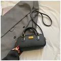 Classic black Boston style bowling bag in premium lychee texture leather with gold plate - Black without Pendant
