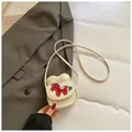 Mini witte gewatteerde crossbodytas met blauwe strik en rood paardenpatroon - Broken Wit