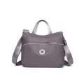 Minimalistische lavendelfarbene Nylon-Umhängetasche mit breitem Gurt und großem Hauptfach - Hellviolett