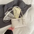 Borsa a mano squadrata bianco crema con doppia cerniera e tracolla regolabile - Bianco