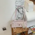 Rosa gepunktete Baguette-Tasche mit Spitzenschleife und Welpen-Plüschanhänger - Rosa Mit Anhänger