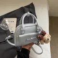 Sac polochon bleu clair minimaliste avec nœud décoratif et charm ours mignon - Avec Pendentif / Bleu