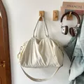 Borsa tote minimalista bianco crema con coulisse e tracolla regolabile per pendolari - Bianco Sporco