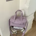 Chic taro purple large capacity tote bag in lychee pattern leather for women - No Pendant / Purple