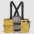 Lightweight tactical vest running pack with yellow pockets and black adjustable straps - Yellow