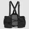 Adjustable black tactical vest bag for running and hiking with breathable mesh back - Black