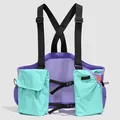 Purple and mint green trail running vest pack with adjustable straps and breathable mesh - Teal