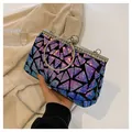 Sparkling vintage evening bag with purple blue sequins and a large rhinestone ring handle - Blue