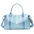 Waterproof holographic blue travel bag with large capacity for yoga and gym activities - Pearlescent Blue