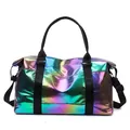 Iridescent travel bag with holographic finish for gym and sports with top handles - Pearlescent Black