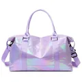 Waterproof holographic purple travel bag with adjustable strap and dual handles - Pearl Purple