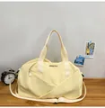 Bolso de viaje amarillo claro de gran capacidad con letras negras y correa - Amarillo