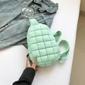 Mint green quilted nylon crossbody bag featuring a soft padded texture and wide strap - Aqua Blue