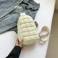 White quilted nylon chest bag with bubble texture and adjustable shoulder strap - White