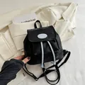 Mini black backpack for women featuring a blue Mulun logo and drawstring closure detail - No Pendant / Black