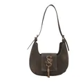 Sac croissant café chic avec logo S doré et détail de gland en métal élégant - Kaki