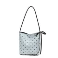 Bolso de hombro minimalista azul claro con lunares, correa negra y lazo decorativo - Verde